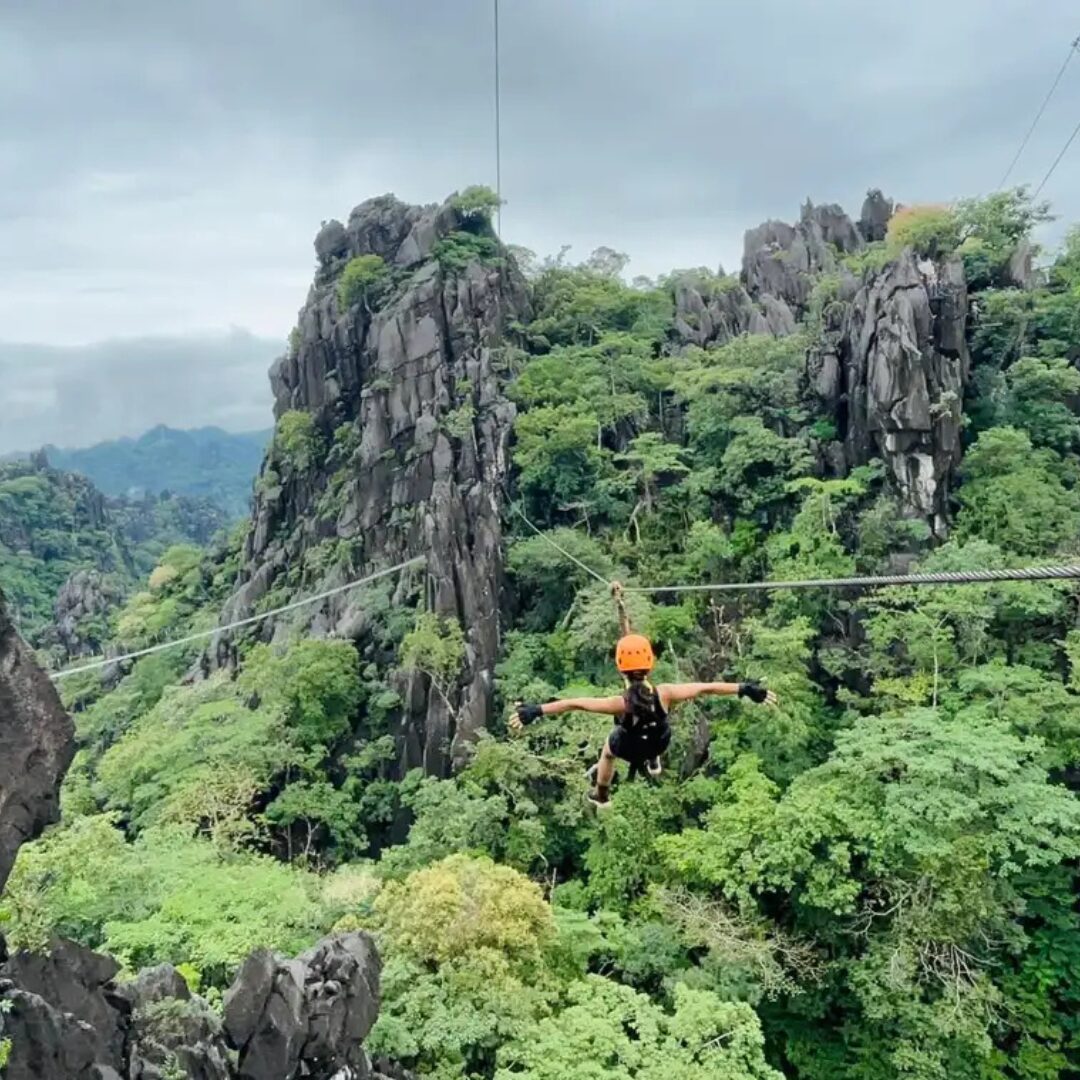Ziplining in Laos forest