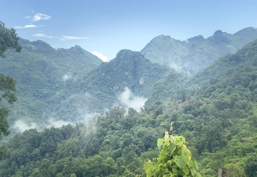 Misty forested mountains in northern Laos, illustrating remote travel in Phongsaly.